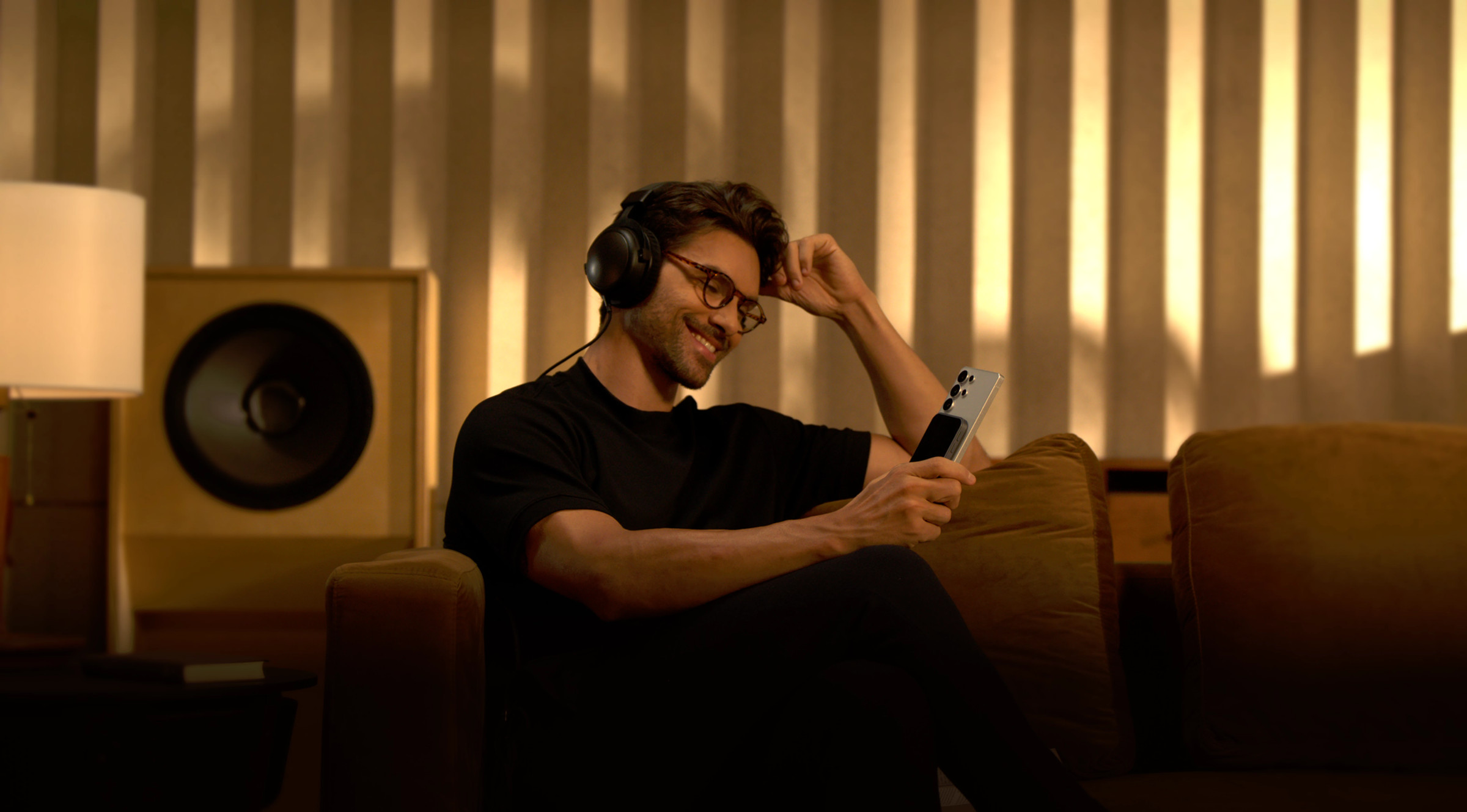 Listening in a warm-lit room