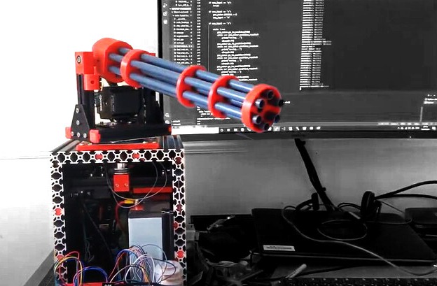 AI controlled water-gun turret built on a VIM3